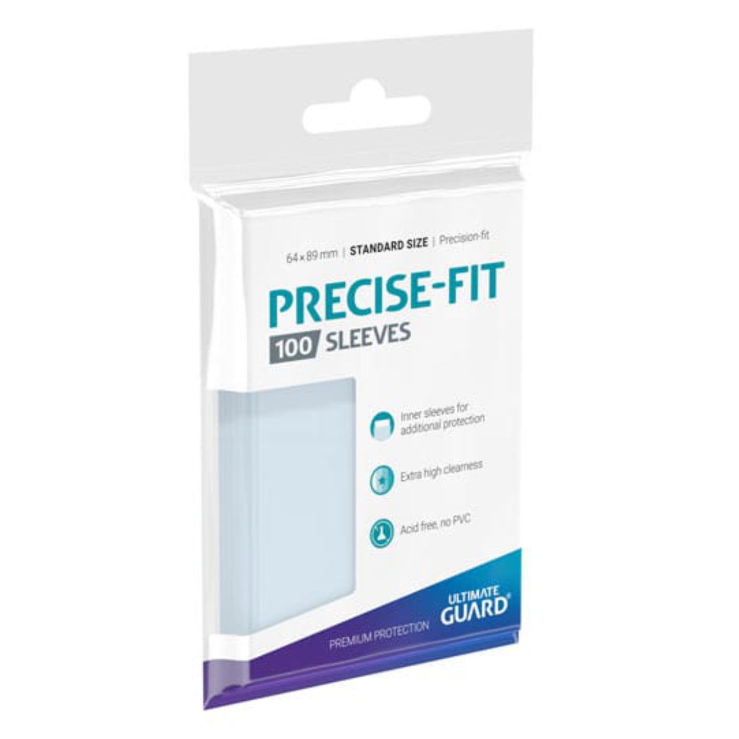 Ultimate Guard Precise Fit card sleeves, standard size, 100 sleeves per pack.