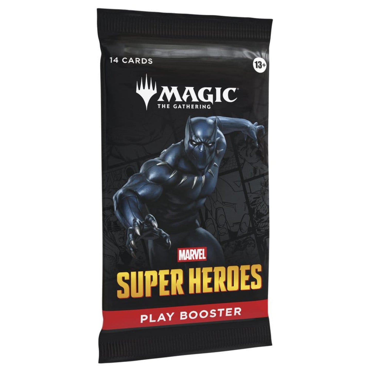 Magic: The Gathering Marvel Super Heroes Play booster pack, containing 14 cards.