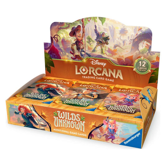 Disney Lorcana Wilds Unknown booster box containing 24 sealed booster packs.