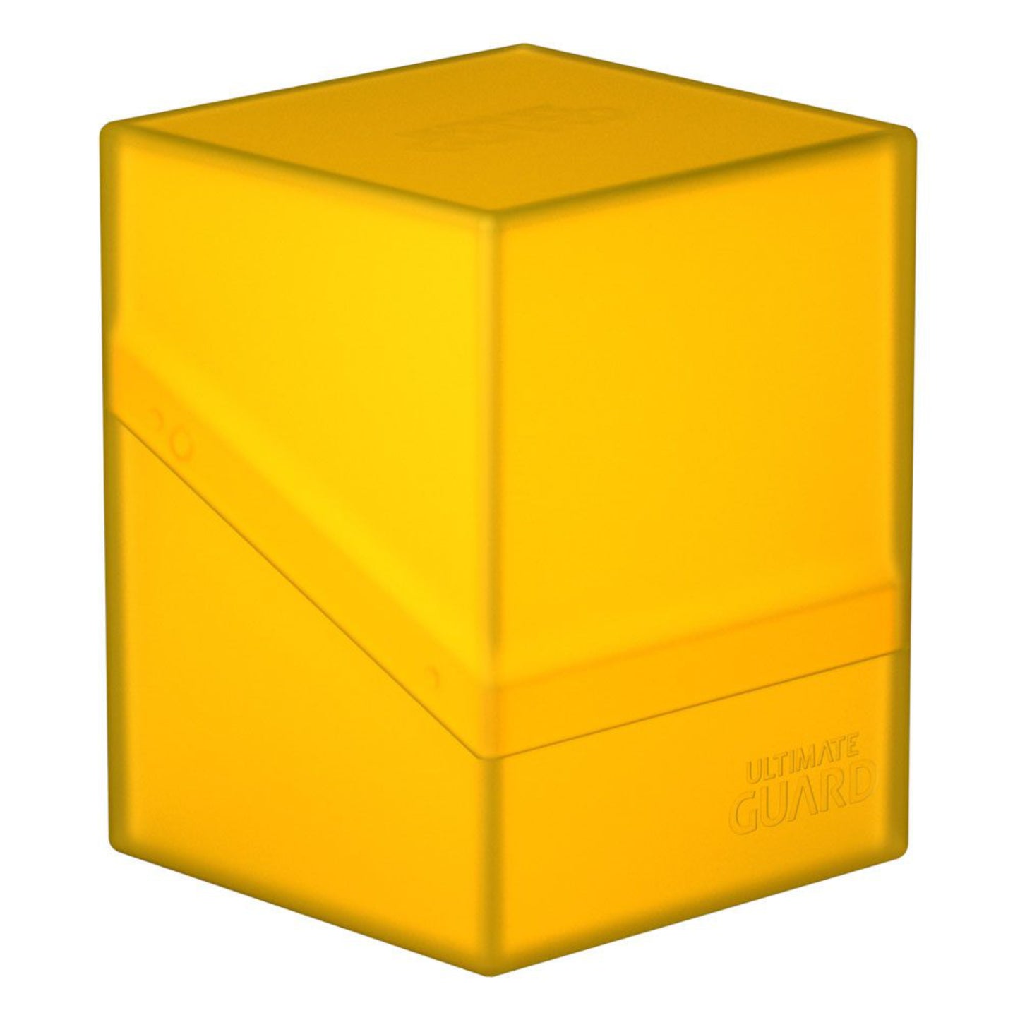 Yellow Ultimate Guard trading card deck box, fits 100 double-sleeved or 120 single-sleeved standard cards.