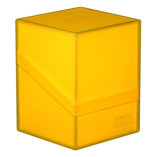 Yellow Ultimate Guard trading card deck box, fits 100 double-sleeved or 120 single-sleeved standard cards.