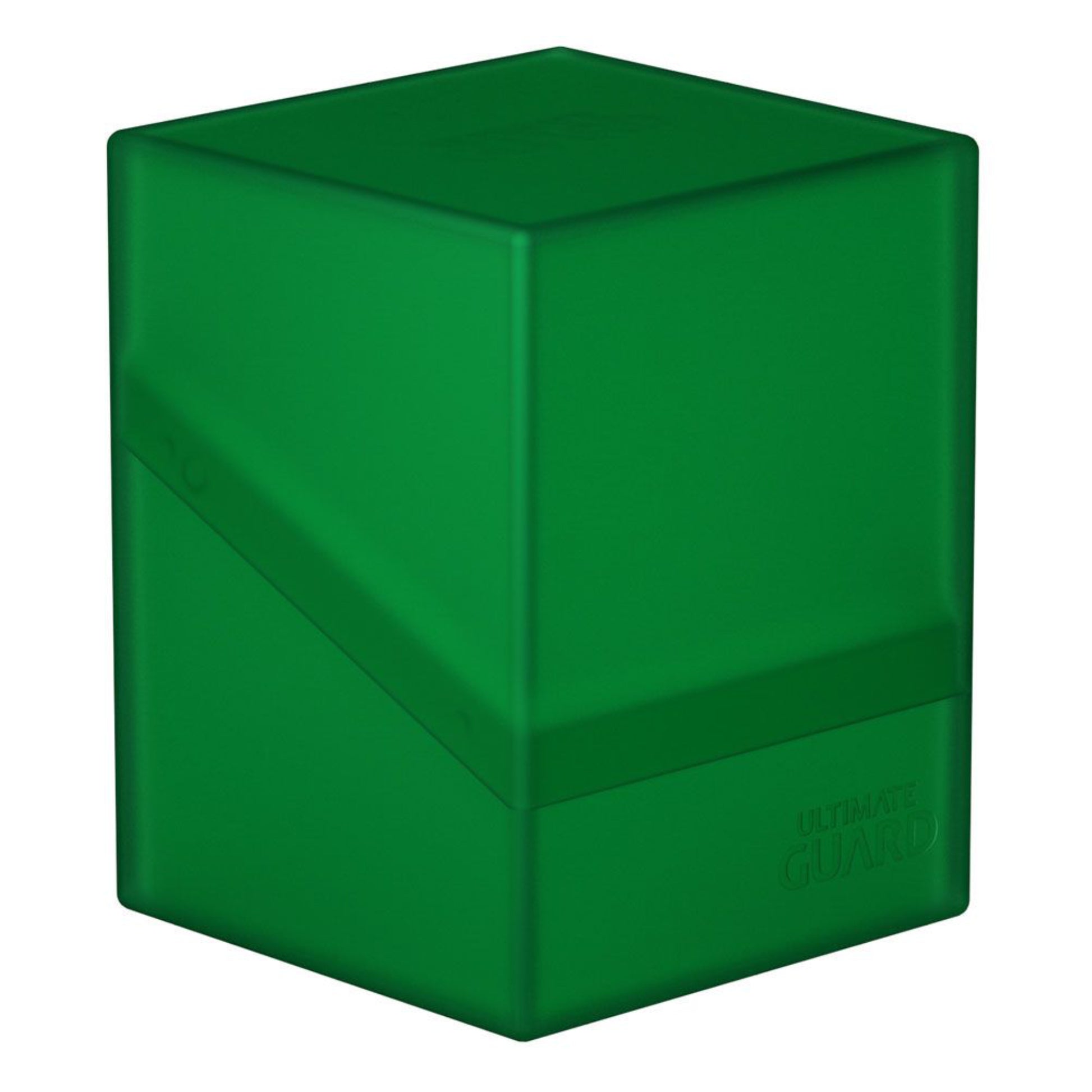 Green Ultimate Guard trading card deck box, fits 100 double-sleeved or 120 single-sleeved standard cards.