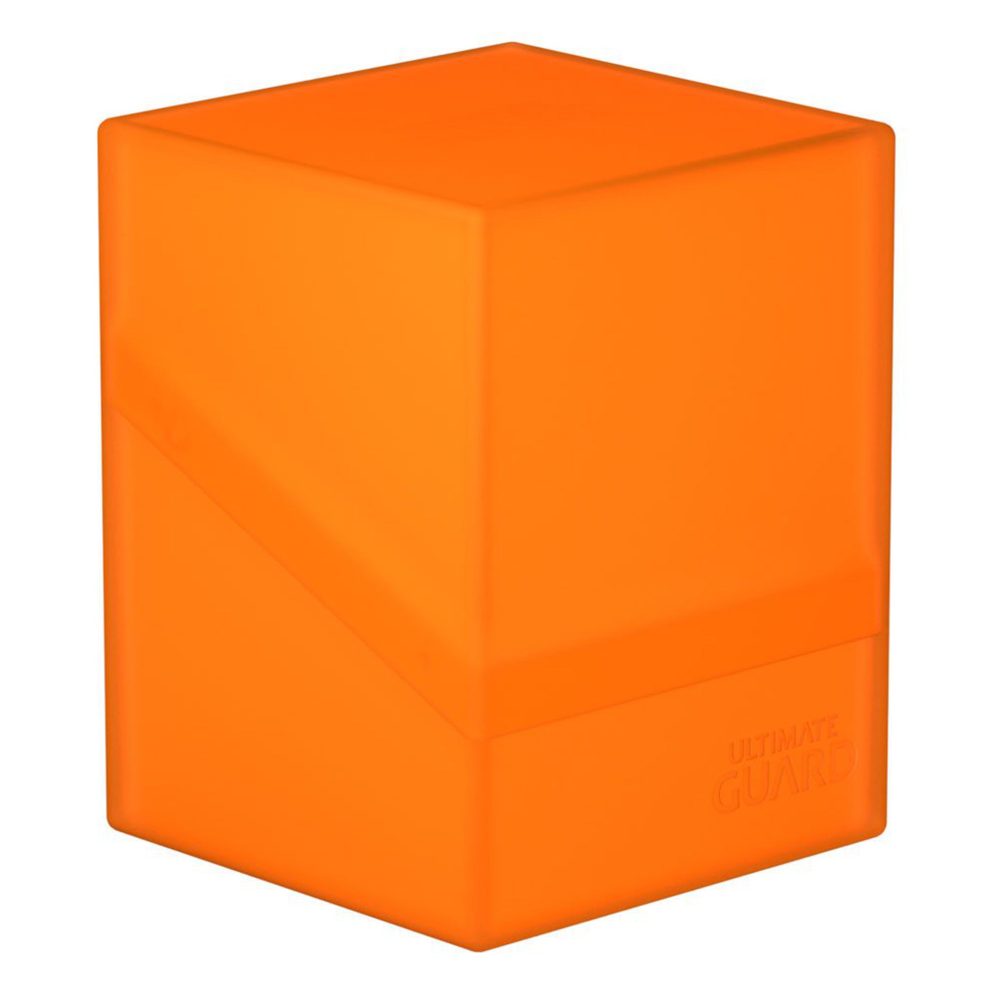 Orange Ultimate Guard trading card deck box, fits 100 double-sleeved or 120 single-sleeved standard cards.