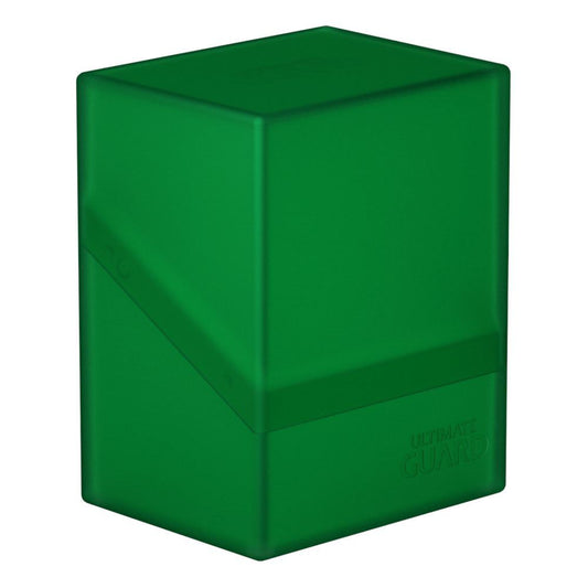 Green trading card deck box, fits 80 double-sleeved or 100 single-sleeved standard cards.