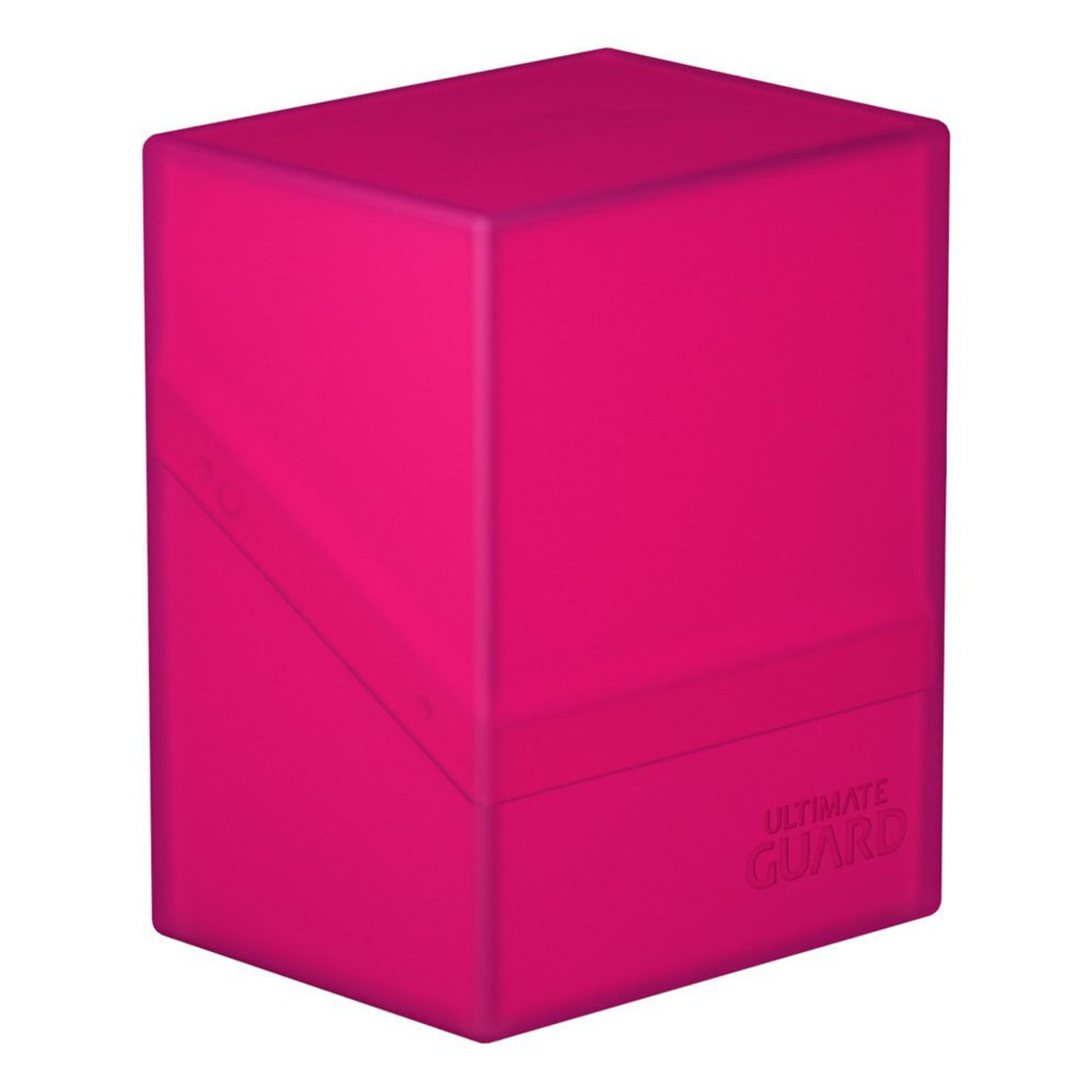 Pink trading card deck box, fits 80 double-sleeved or 100 single-sleeved standard cards.