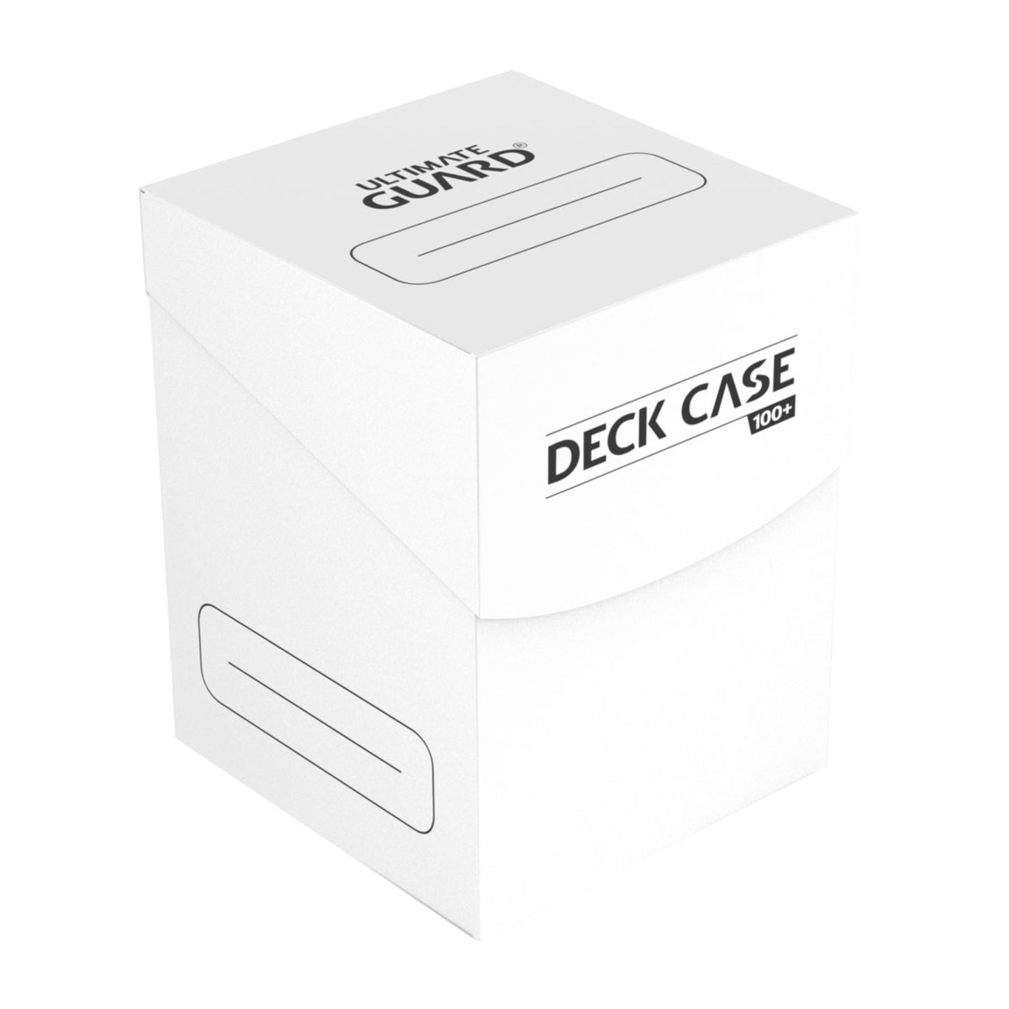 White Ultimate Guard trading card deck box, fits 100 double-sleeved or 120 single-sleeved standard cards.