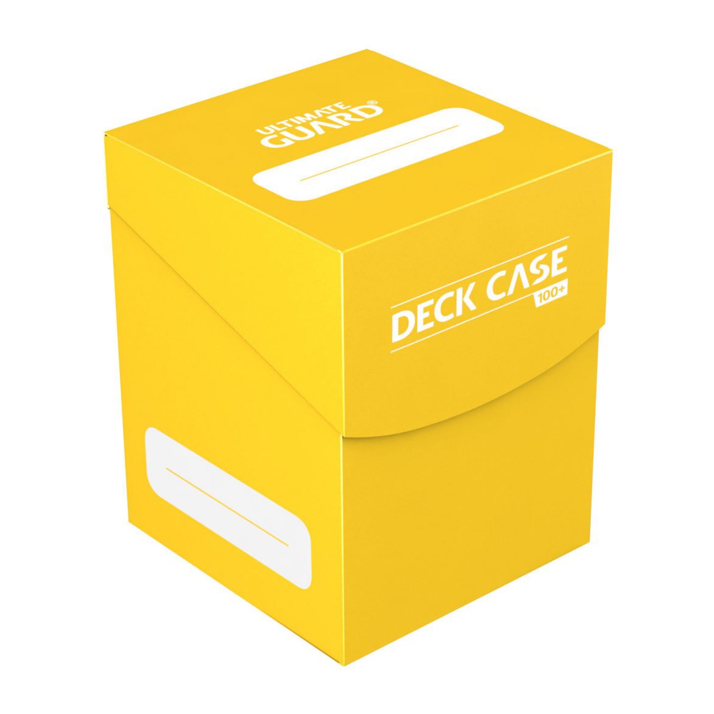 Yellow Ultimate Guard trading card deck box, fits 100 double-sleeved or 120 single-sleeved standard cards.