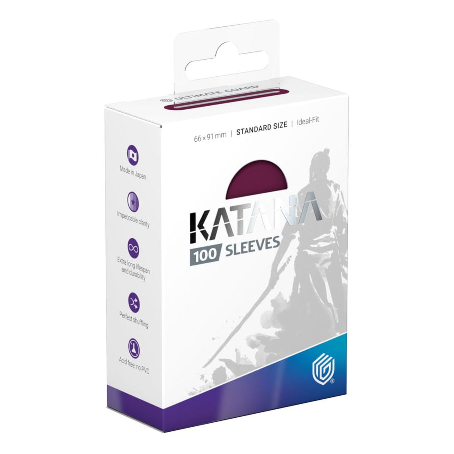Plum Ultimate Guard Katana card sleeves, standard size, 100 sleeves per pack.