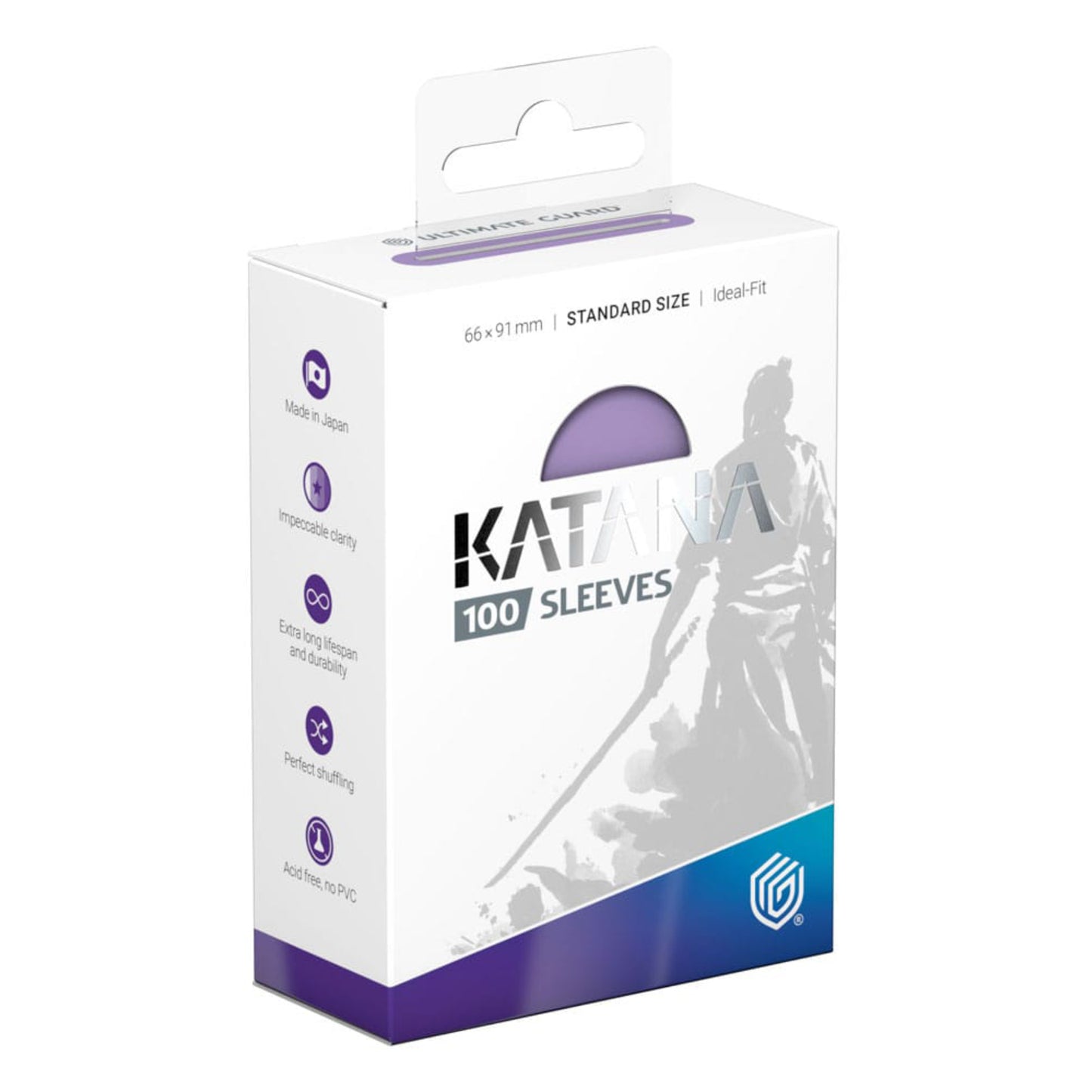 Light purple Ultimate Guard Katana card sleeves, standard size, 100 sleeves per pack.