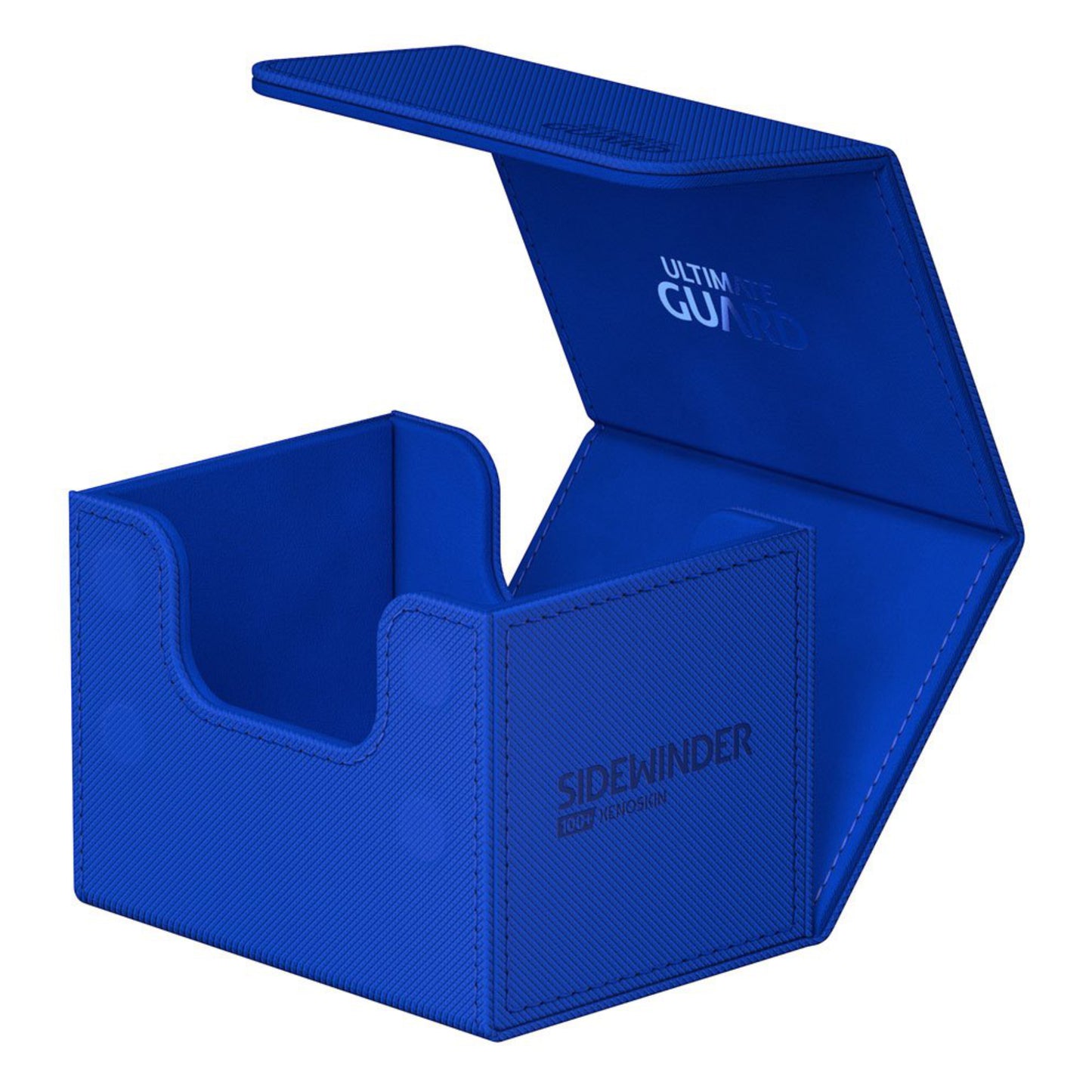 Blue Ultimate Guard trading card deck box, fits 100 double-sleeved or 120 single-sleeved standard cards.