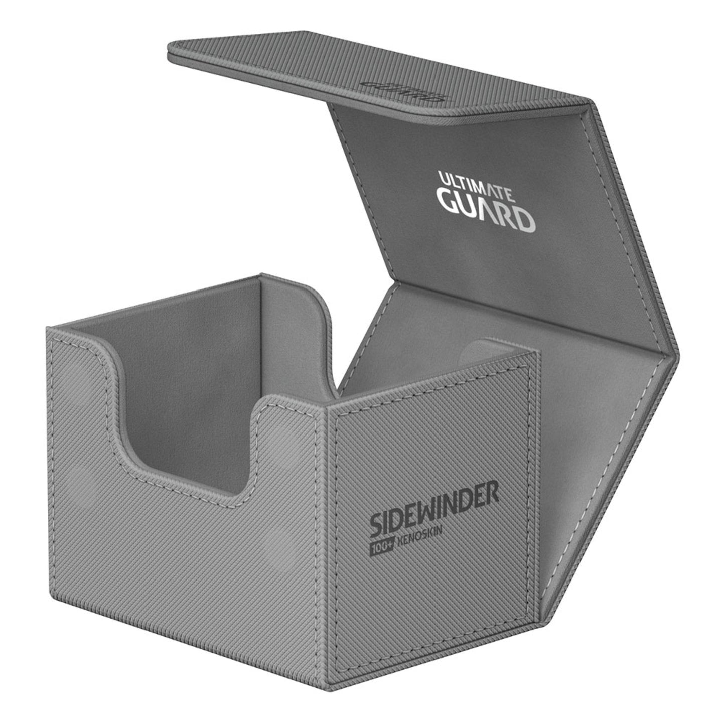 Grey Ultimate Guard trading card deck box, fits 100 double-sleeved or 120 single-sleeved standard cards.