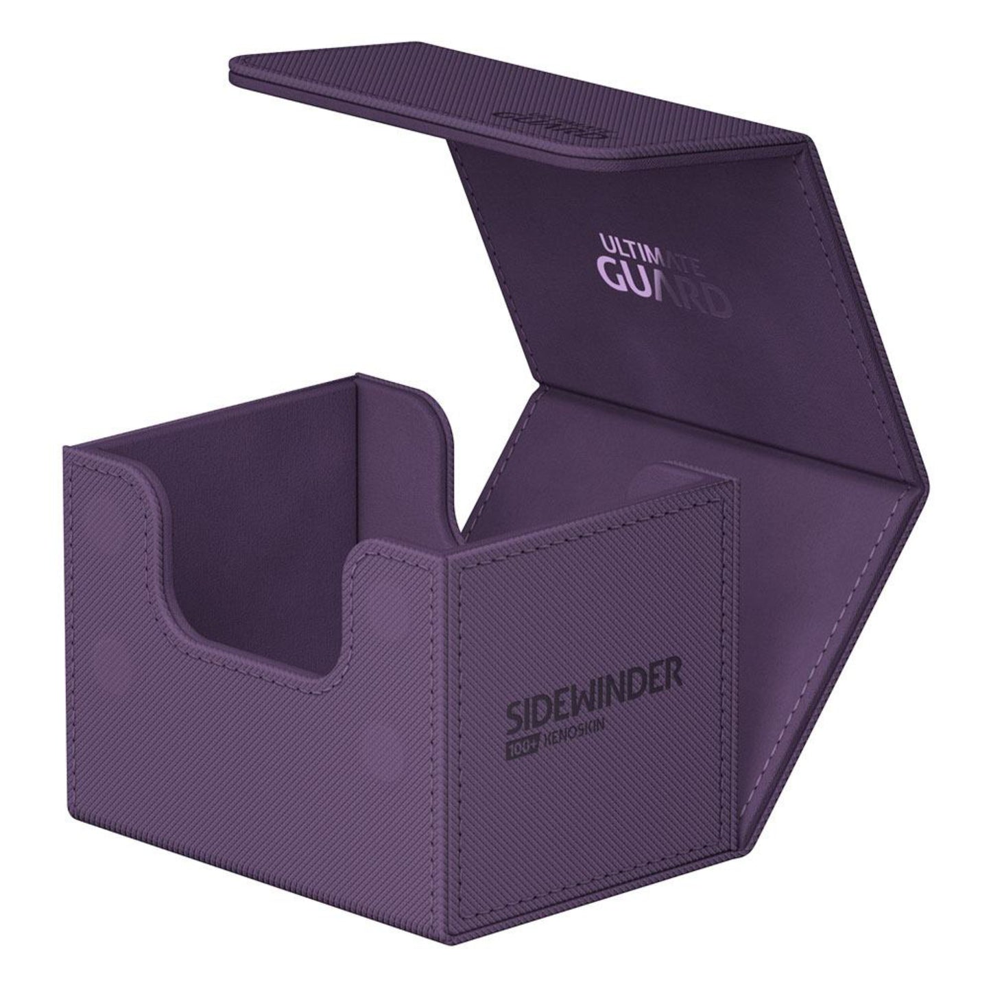 Purple Ultimate Guard trading card deck box, fits 100 double-sleeved or 120 single-sleeved standard cards.