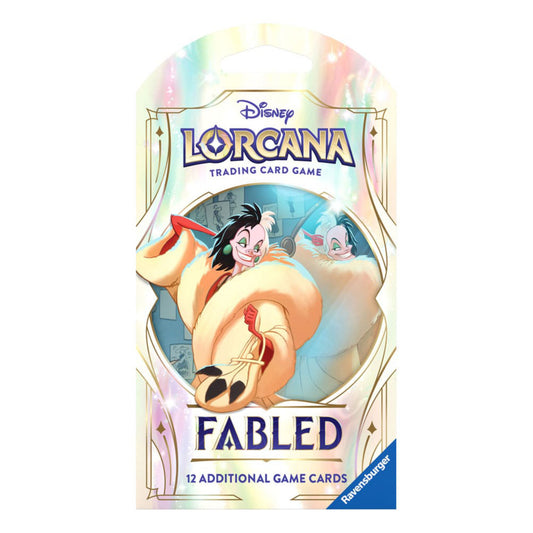 Disney Lorcana Fabled booster pack with 12 additional game cards.