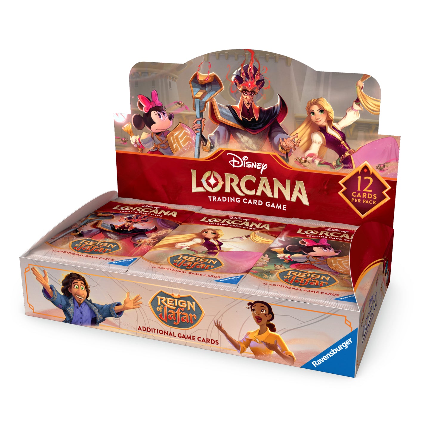 Disney Lorcana Reign of Jafar booster box containing 24 sealed booster packs.