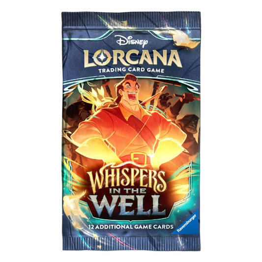 Disney Lorcana Whispers in the Well booster pack with 12 additional game cards.