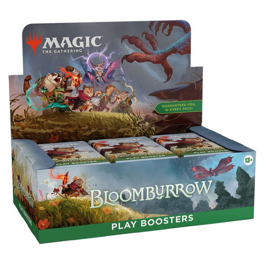 Magic: The Gathering Bloomburrow Play booster display box containing 36 booster packs.