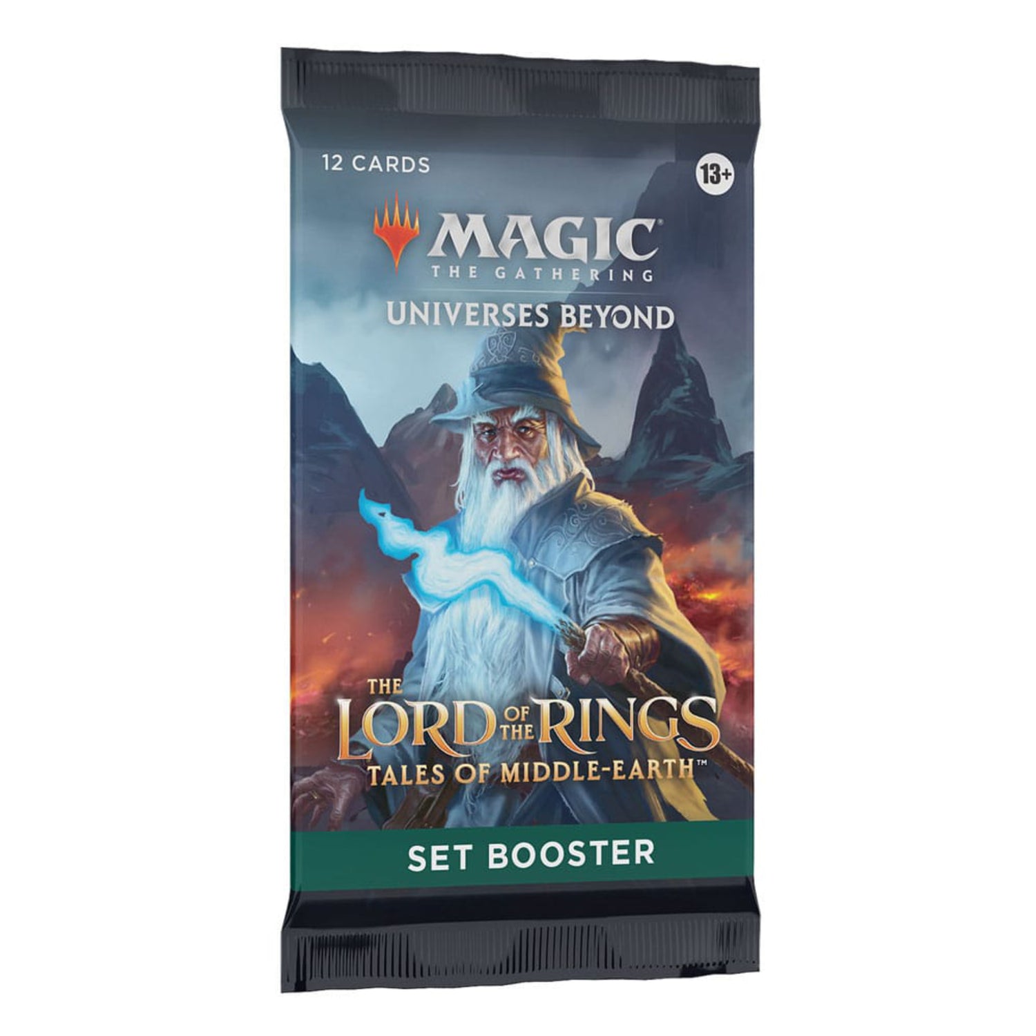 Magic: The Gathering Lord of the Rings Tales of Middle Earth Set booster pack, containing 12 cards.