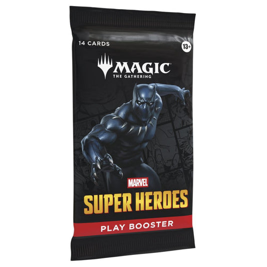 Magic: The Gathering Marvel Super Heroes Play booster pack, containing 14 cards.