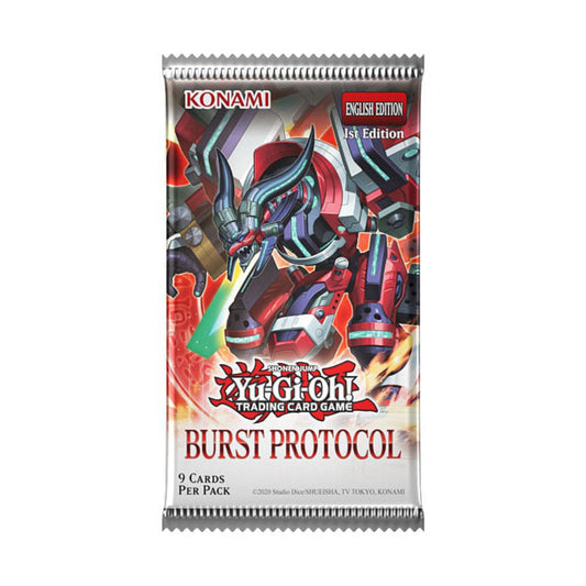 Yu-Gi-Oh! Burst Protocol booster pack, English 1st Edition, 9 cards per pack.