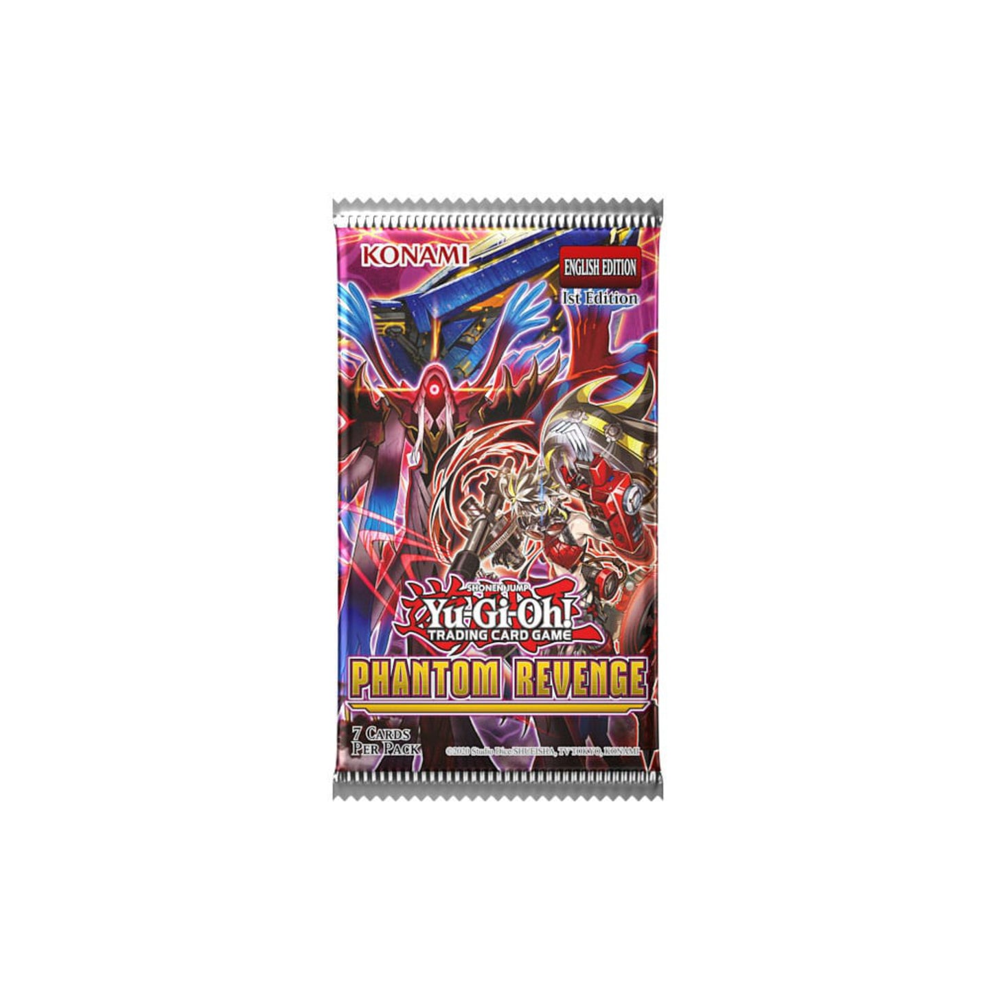 Yu-Gi-Oh! Phantom Revenge booster pack, English 1st Edition, 7 cards per pack.