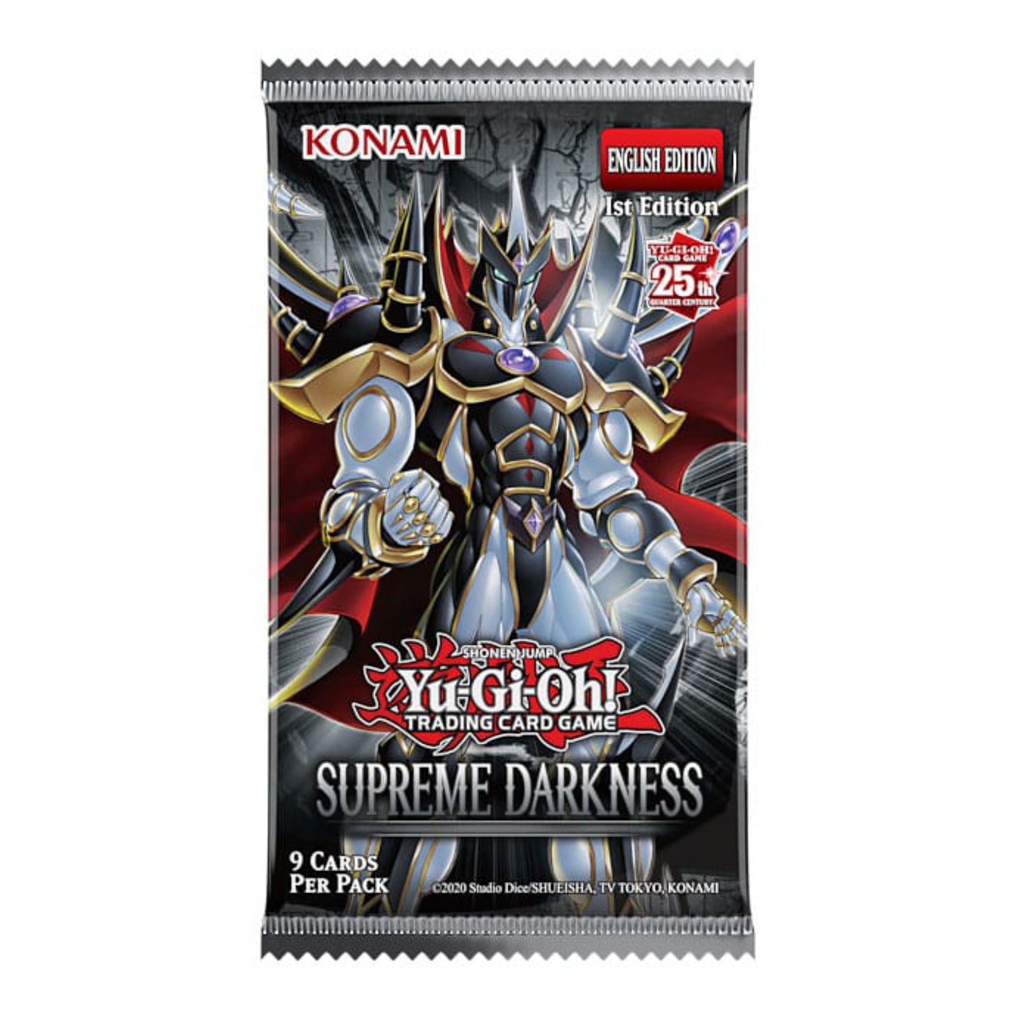 Yu-Gi-Oh! Supreme Darkness booster pack, English 1st Edition, 9 cards per pack.