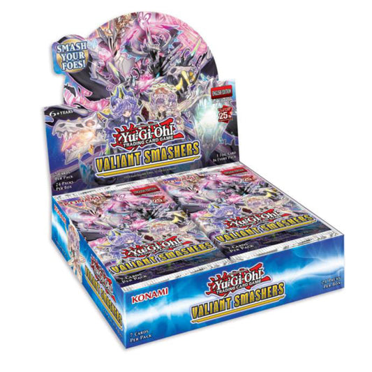 Yu-Gi-Oh! Valiant Smashers booster box containing 24 English 1st Edition booster packs.